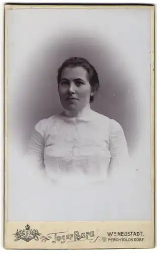 Fotografie Josef Pompe, Wiener Neustadt, Portrait Frau mit zusammengebundenem Haar