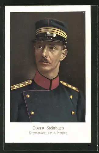 AK Portrait Oberst Steinbuch, Kommandant der 5. Division