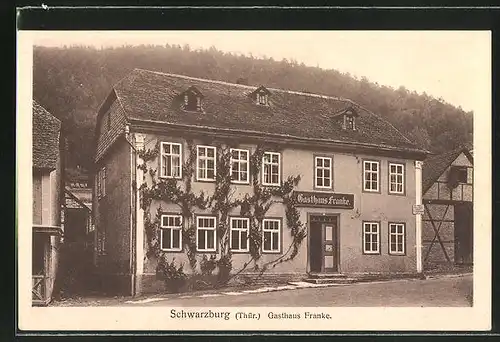 AK Schwarzburg / Thür., Gasthaus Franke, Vorderansicht