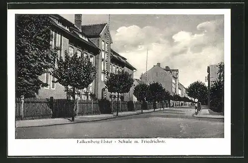 AK Falkenberg / Elster, Schule mit Friedrichstrasse