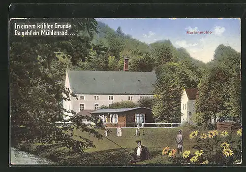 AK Wachau, Gasthaus Marienmühle im Seifersdorfer Tal