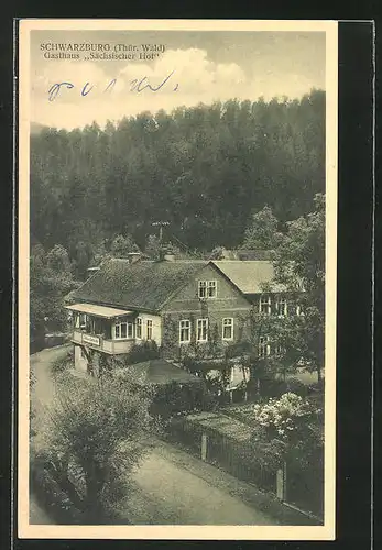 AK Schwarzburg im Thür. Wald, Blick zum Gasthaus Sächsischer Hof