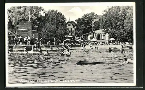 AK Unterschondorf a. Ammersee, Sommerleben im Strandbad-Seerestaurant u. Café Forster