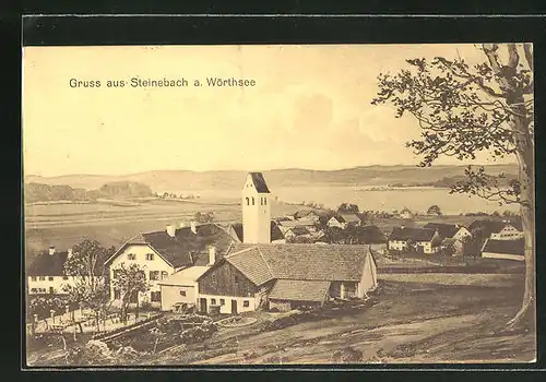 AK Steinebach a. Wörthsee, Ortsansicht mit Kirche