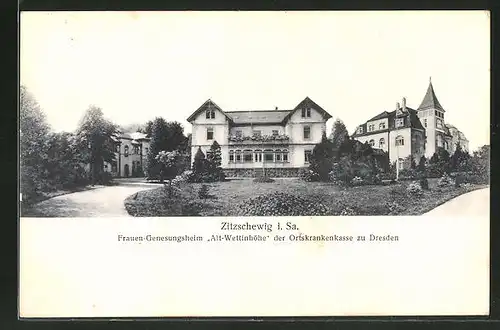 AK Zitzschewig i. Sa., Blick aufs Frauen-Gensungsheim Alt-Wettinhöhe d. Ortskrankenkasse z. Dresden