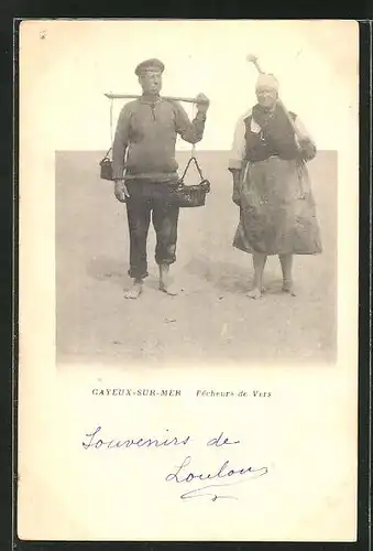 Leporello-AK Gayeux-sur-Mer, Pecheurs de Vers, Fischer am Strand