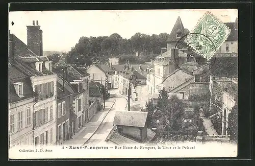 AK Saint-Florentin, Rue Basse du Rempart, la Tour et le Prieuré