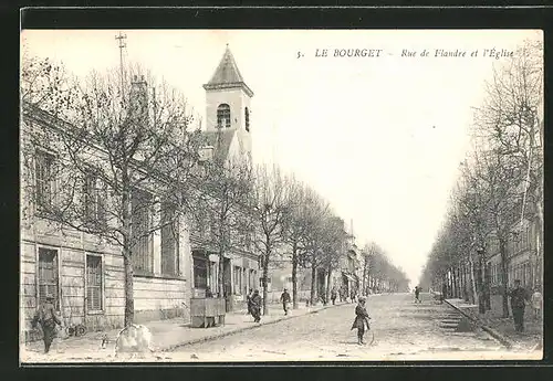 AK Le Bourget, Rue de Flandre et l'Eglise