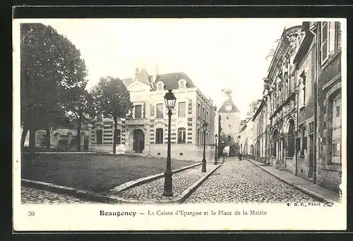 AK Beaugency, La Caisse d'Epargne et la Place de la Mairie