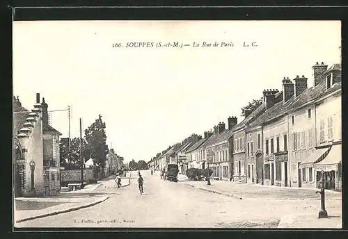 AK Souppes, La Rue de Paris, Strassenpartie