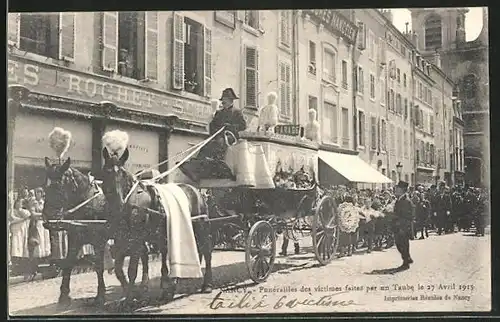 AK Nancy, Funérailles des victims faites par un Taube 27 Avril 1915