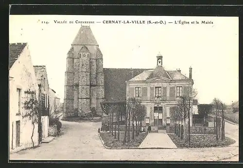 AK Cernay-La-Ville, L' Église et la Mairie