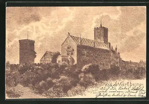 Künstler-AK Carl Jander: Wartburg, Ansicht der Burg