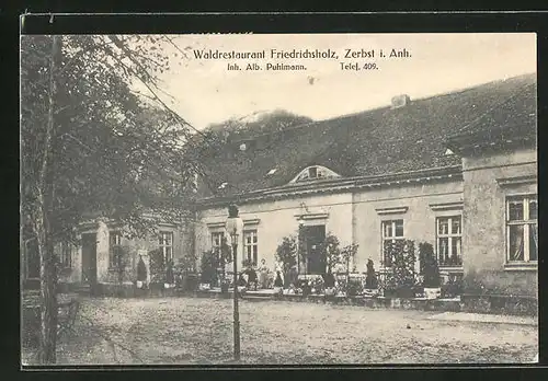 AK Zerbst i. Anh., Waldrestaurant Friedrichsholz v. Alb. Puhlmann