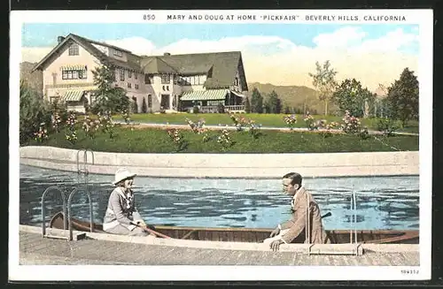 AK Schauspielerin Mary Pickford und Schauspieler Douglas Fairbanks und ihr Anwesen "Pickfair" in Beverly Hills