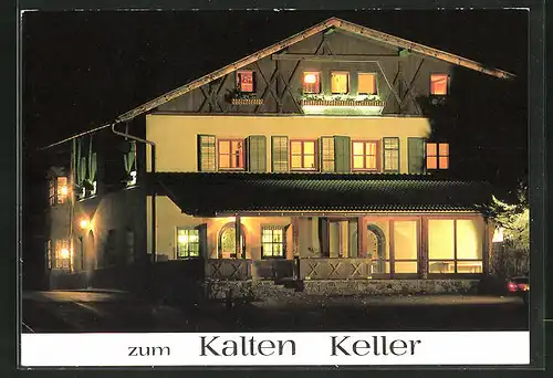 AK Barbian, Restaurant zum Kalten Keller bei Nacht