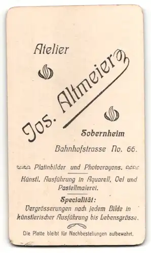 Fotografie Jos. Altmeier, Sobernheim, Portrait Konfirmantion mit Kerze