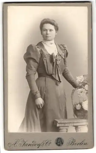 Fotografie A. Jandorf & Co., Berlin, Portrait junge Frau in zeitgenöss. Kleidung