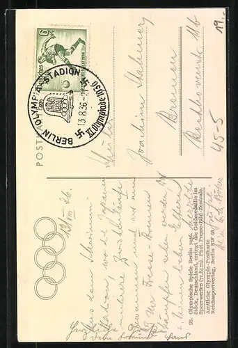 AK Berlin, Olympische Spiele 1936, Speerwerfer Stöck erringt die Goldmedaille
