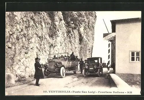 AK Ventimiglia, Ponte San Luigi - Frontiera Italiana, Grenze