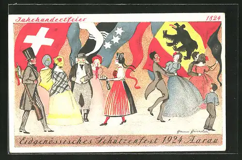 Künstler-AK Aarau, Eidgenössisches Schützenfest 1924, Tanzvergnügen