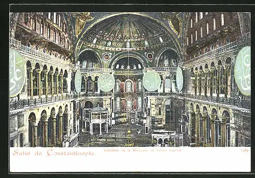 AK Constantinople, Intérieur de la Mosquée de Sainte Sophie