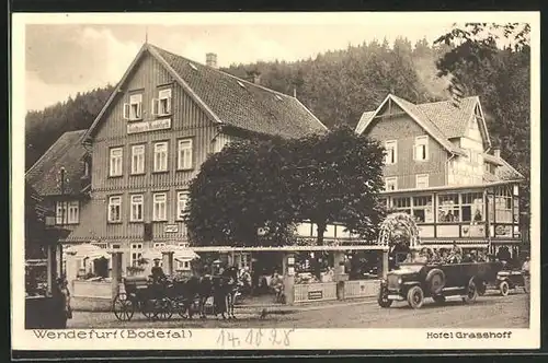 AK Wendefurth / Bodetal, Strasse am Hotel Grasshoff