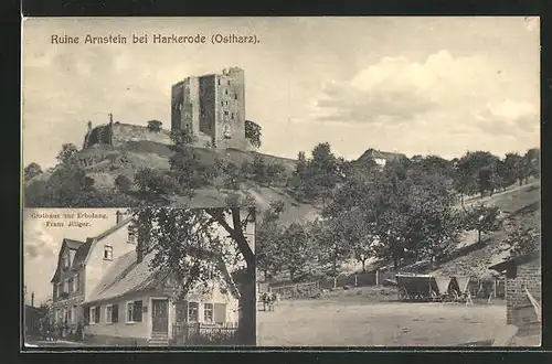 AK Harkerode, Gasthaus zur Ruine Arnstein, Bes.: Franz Illiger