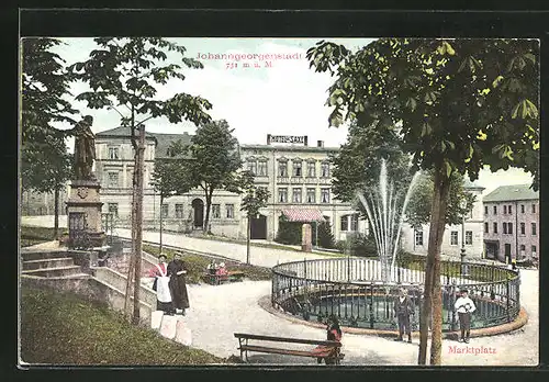 AK Johanngeorgenstadt, Marktplatz mit Hotel de Saxe