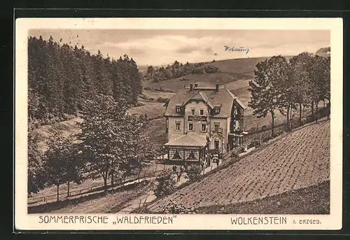 AK Wolkenstein i. Erzgeb., Ansicht vom Gasthaus Villa Waldfrieden