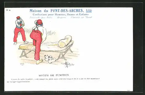 Künstler-AK Albert Guillaume: "Motifs de Punition", Maison du Pont-de-Arches à Liége