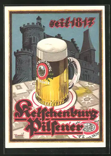 Künstler-AK Brauerei-Werbung für Ketschenburg Pilsener