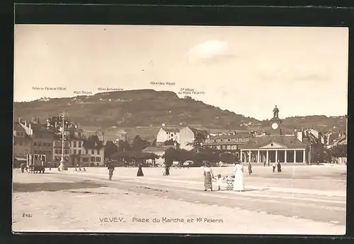 AK Vevey - Place de Marché et Mt. Pelerin