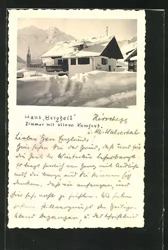 AK Hirschegg, Hotel-Pension Haus "Bergheil" im Winter
