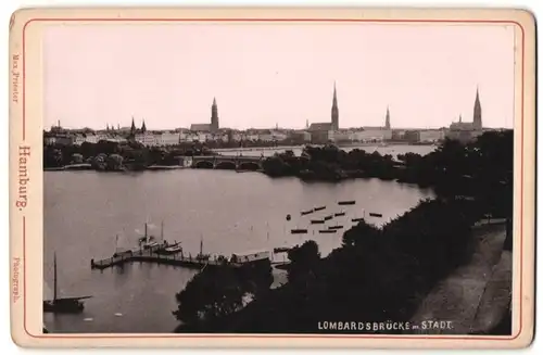 Fotografie Max Priester, Hamburg, Ansicht Hamburg, Lombardsbrücke mit Stadt