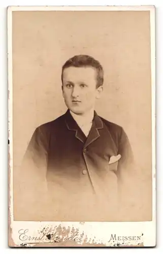 Fotografie Ernst Schroeter, Meissen, rückseitige Ansicht Meissen, Albrechtsburg, vorderseitig Portrait