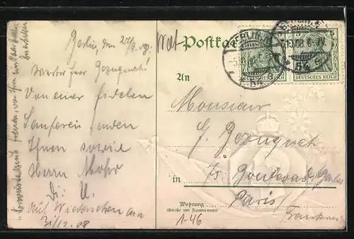 Präge-AK "Ein deutscher Gruss", Relief von Kaiser Wilhelm II.