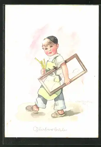 AK Junger Glaser mit zerbrochener Scheibe