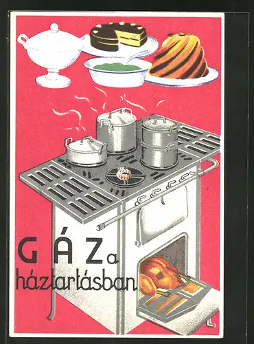 AK Gáz a háztartásban, Zubereitung von Speisen, Herd mit Ofen