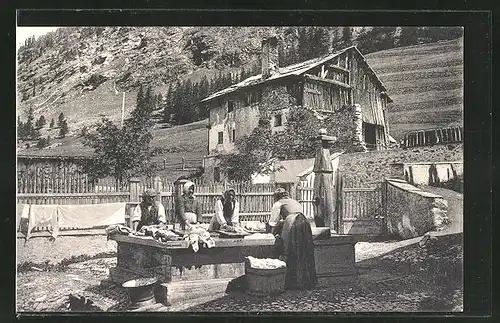 AK Pontresina, Waschfrauen am Brunnen