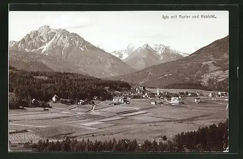 Foto-AK Fritz Gratl: Igls, Panorama mit Serles und Habicht