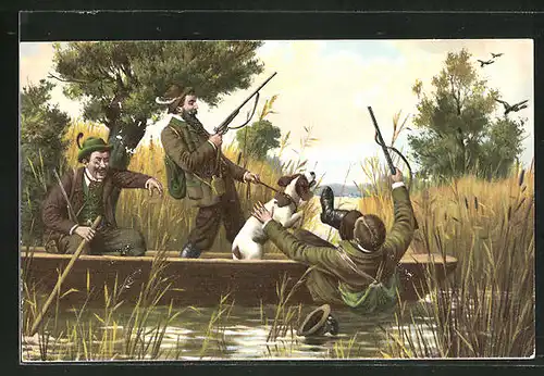 AK Jäger stürzt bei Entenjagd in's Wasser