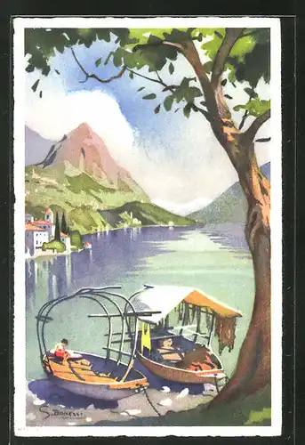 Künstler-AK S. Bonelli: Lago di Lugano