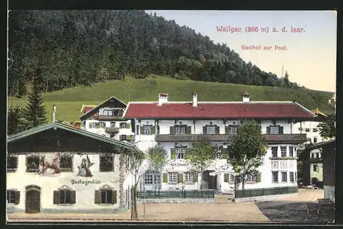 AK Wallgau an der Isar, Gasthaus zur Post