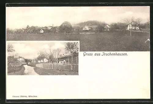 AK Irschenhausen, Strassenpartie im Dorf