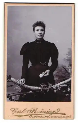 Fotografie Carl Brüning, Oldenburg, Portrait junge Frau in Kleid
