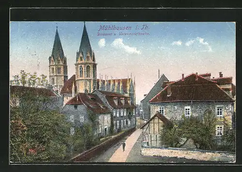 AK Mühlhausen in Thür., Blick auf Diakonat und Untermarktkirche