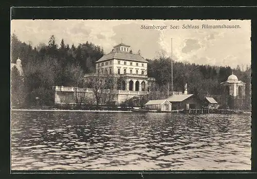 AK Berg / Starnberger See, Blick auf Schloss Allmannshausen