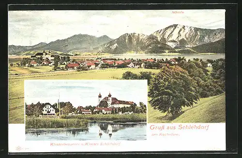 AK Schlehdorf, Ortsansicht, Klosterbrauerei und Kloster Schlehdorf