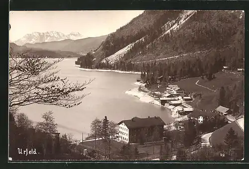 AK Urfeld, Ortsansicht vom Berg aus
